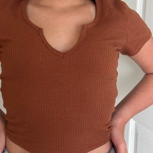 Brown Cropped Cute Tee